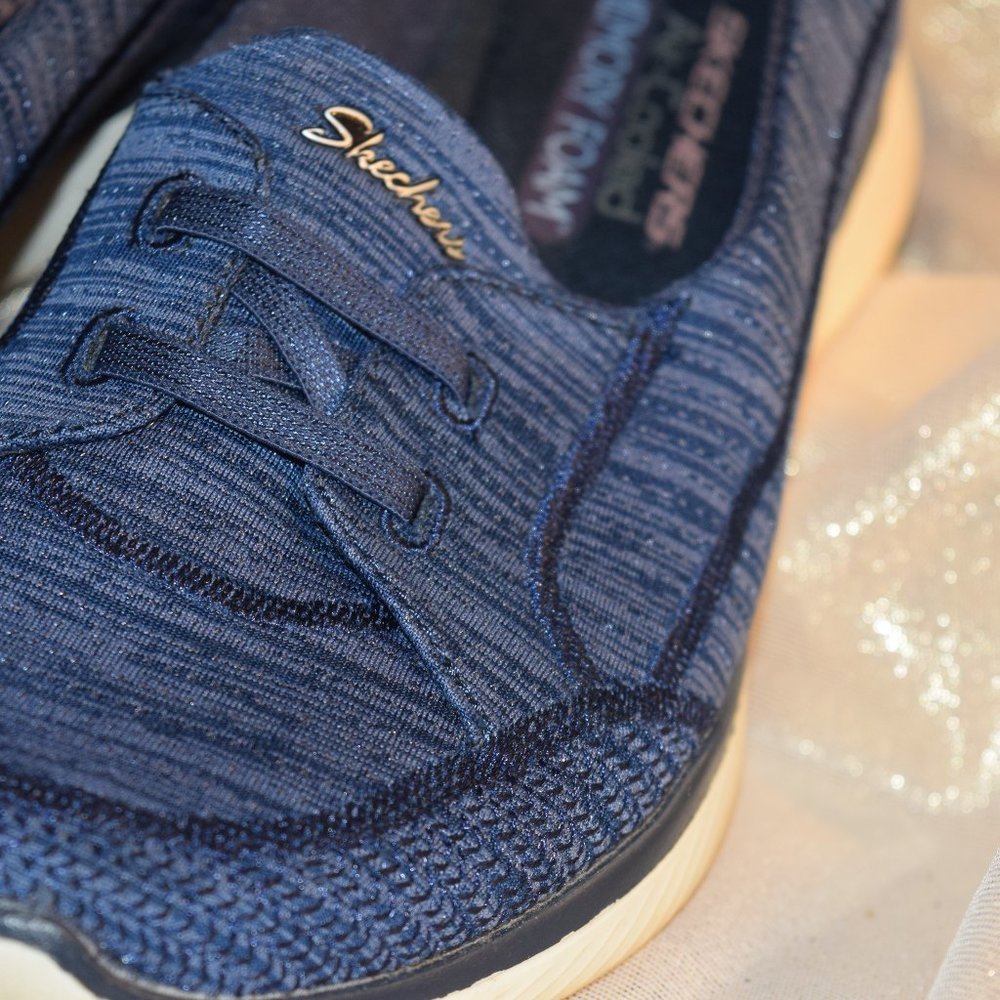 Skechers "No Tie" Air Cooled Memory Foam Sneakers, Blue, Size 8 - Picture 3 of 10